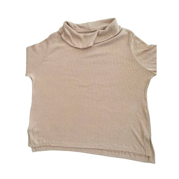 Chicos Zenergy Ribbed Sweater Size 3 or 16/18 XL Light Pink Cowl Neck Side Slits - Picture 6 of 9